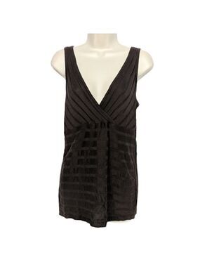 Axcess Brown Striped V Neck Tank Top Medium